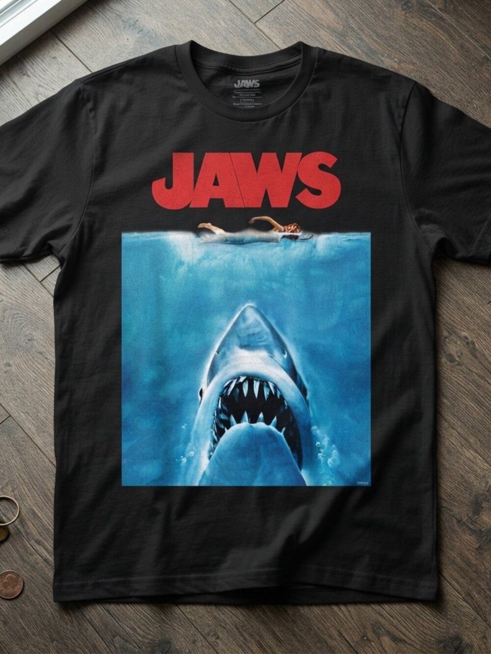 Jaws Movie Poster Graphic Black T-Shirt